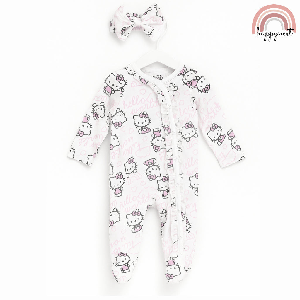 Hello Kitty Baby Footed Romper NB & 9M Soft Cotton Pajama Sleepsuit AA394