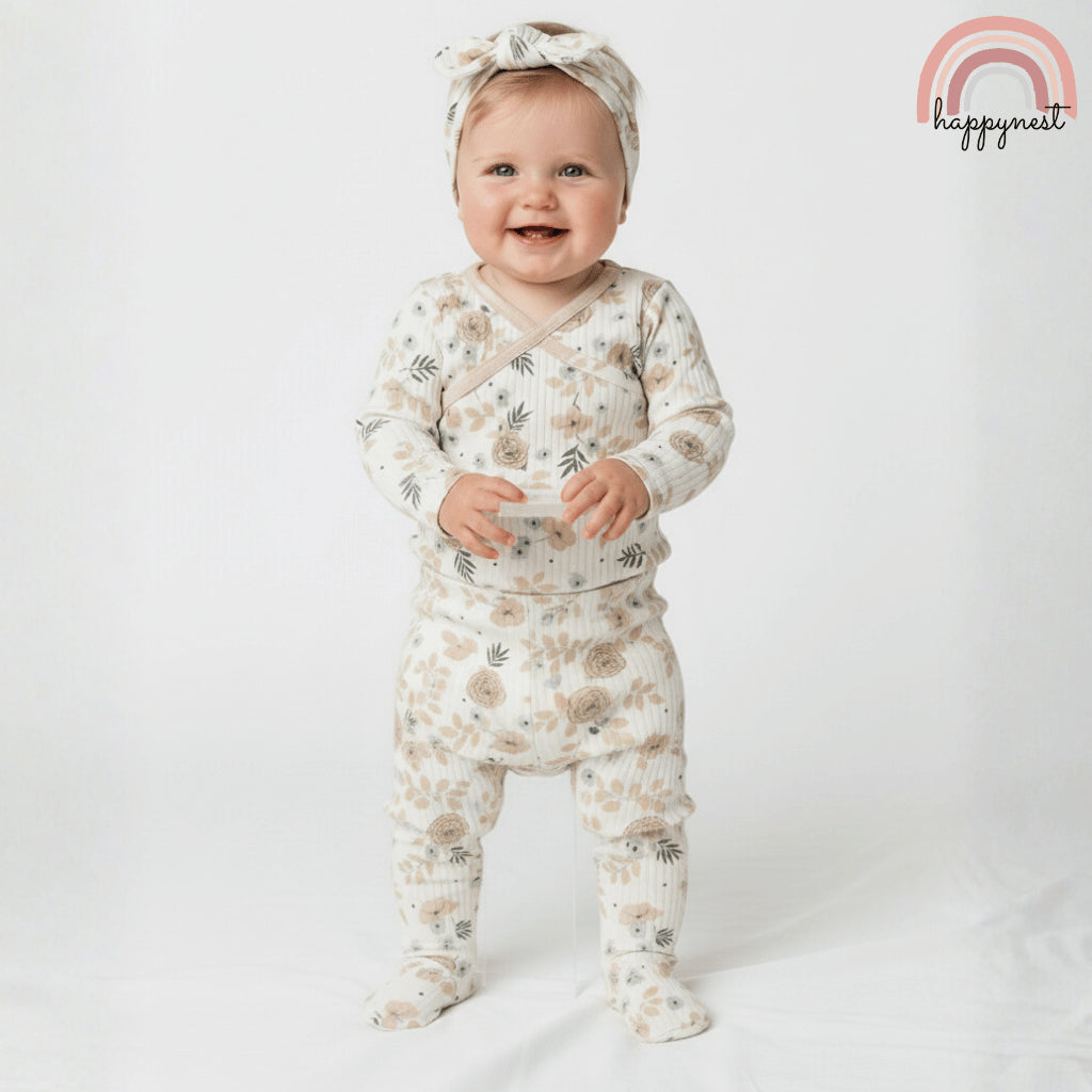 Rachel Zoe Floral Kimono Footie Set for Baby Girls 3-9M AA388