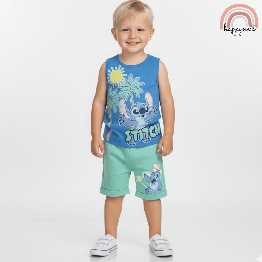 Stitch Boys Tank Top & Shorts OOTD Sando Set 12 Months to 4 Years AA402