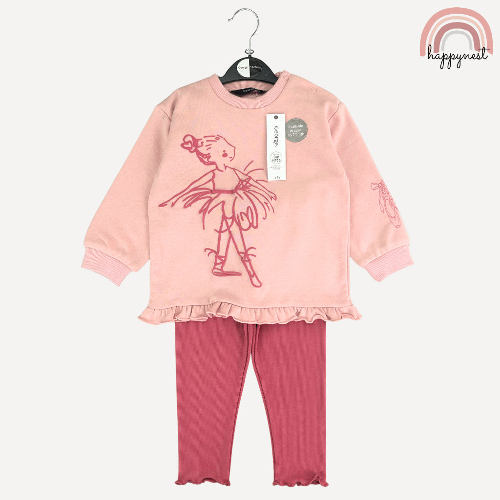 George Ballerina Girl Terno Set Ruffle Pullover (3-36M) | SS592