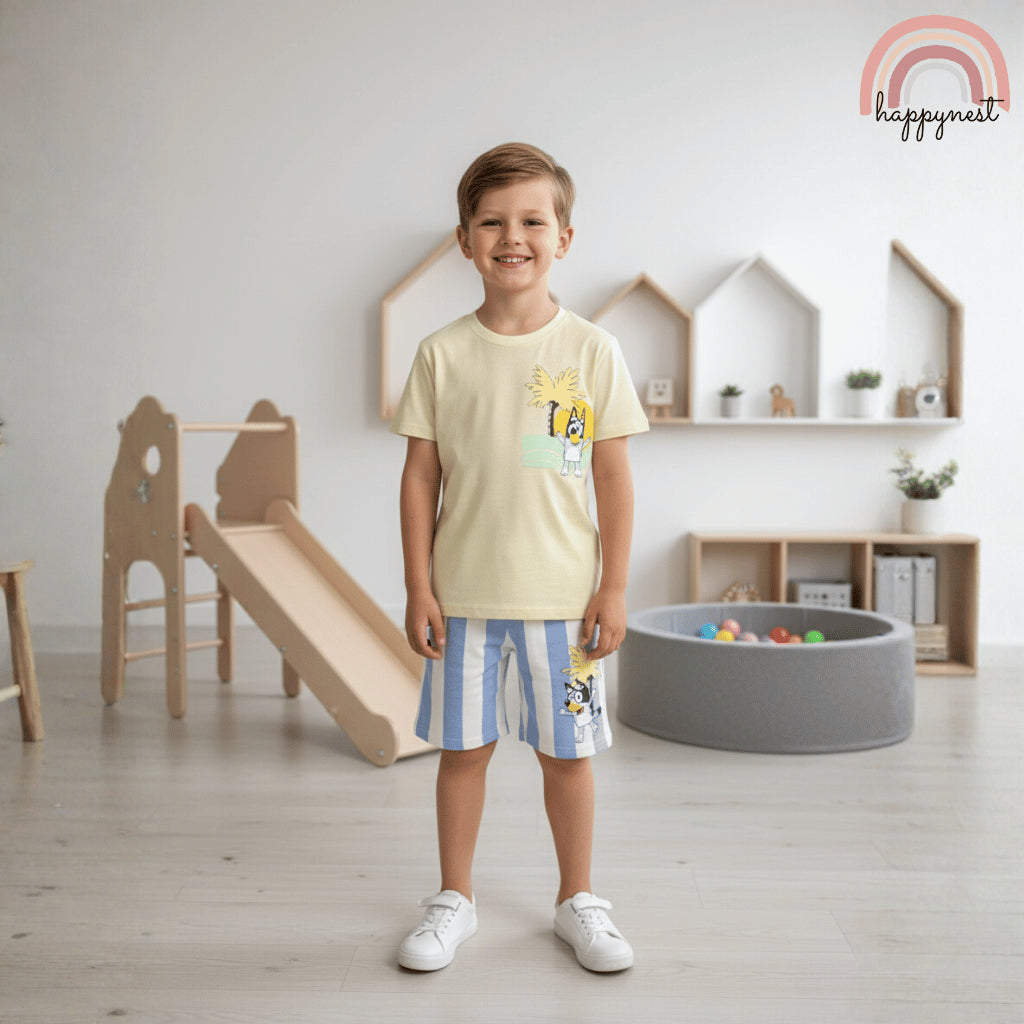 Bluey Summer Terno Set Striped Shorts for Kids Boys (2-10Y) | AA425