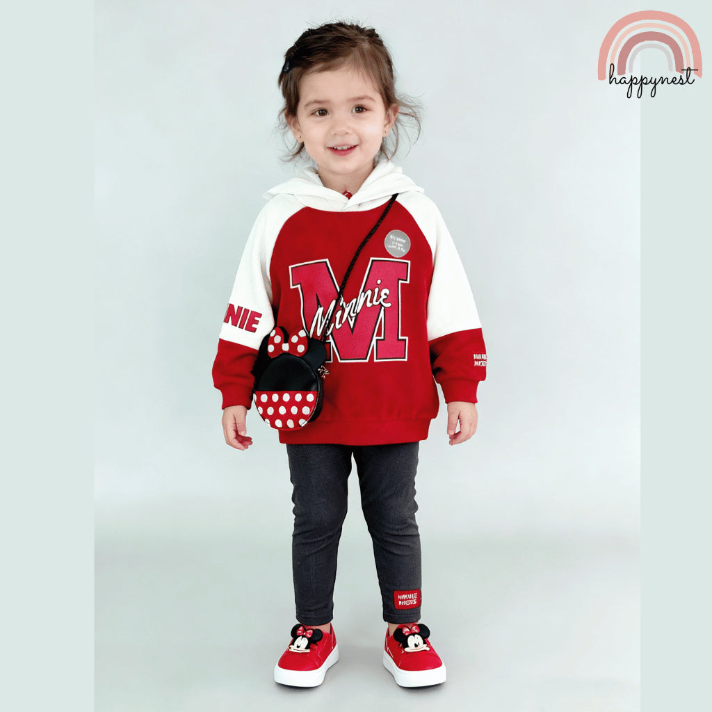 MINNIE MOUSE Girls 3PC Set Baby Toddler Hoodie Sweater Leggings 3M-36M SS596