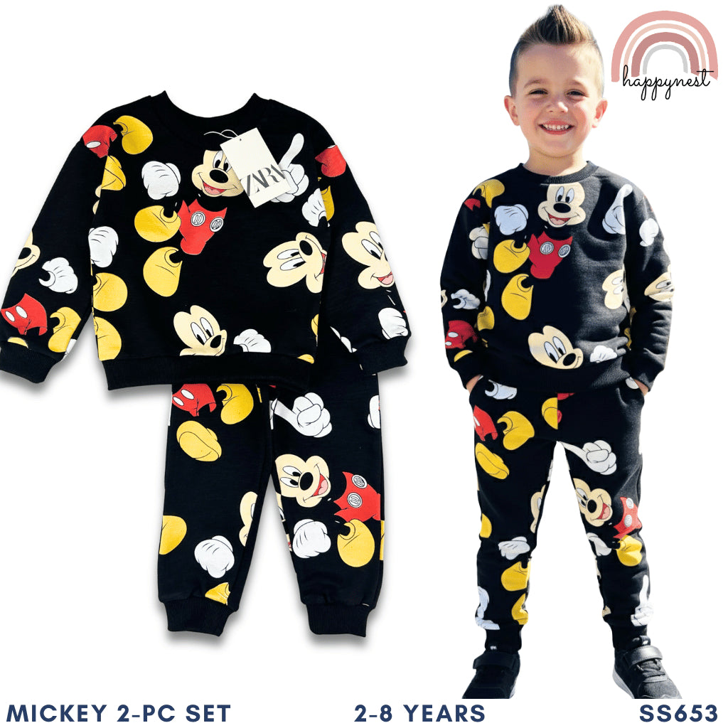Mickey Mouse Terno Set Kids Sweatshirt Jogger Pants Black 2-8y SS653