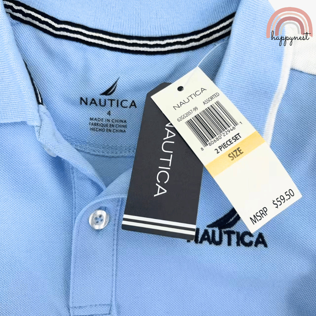 Nautica Kids 2-Pc Polo Set - Light Blue Shirt & Navy Shorts | Boys 2-10Y (AA471)