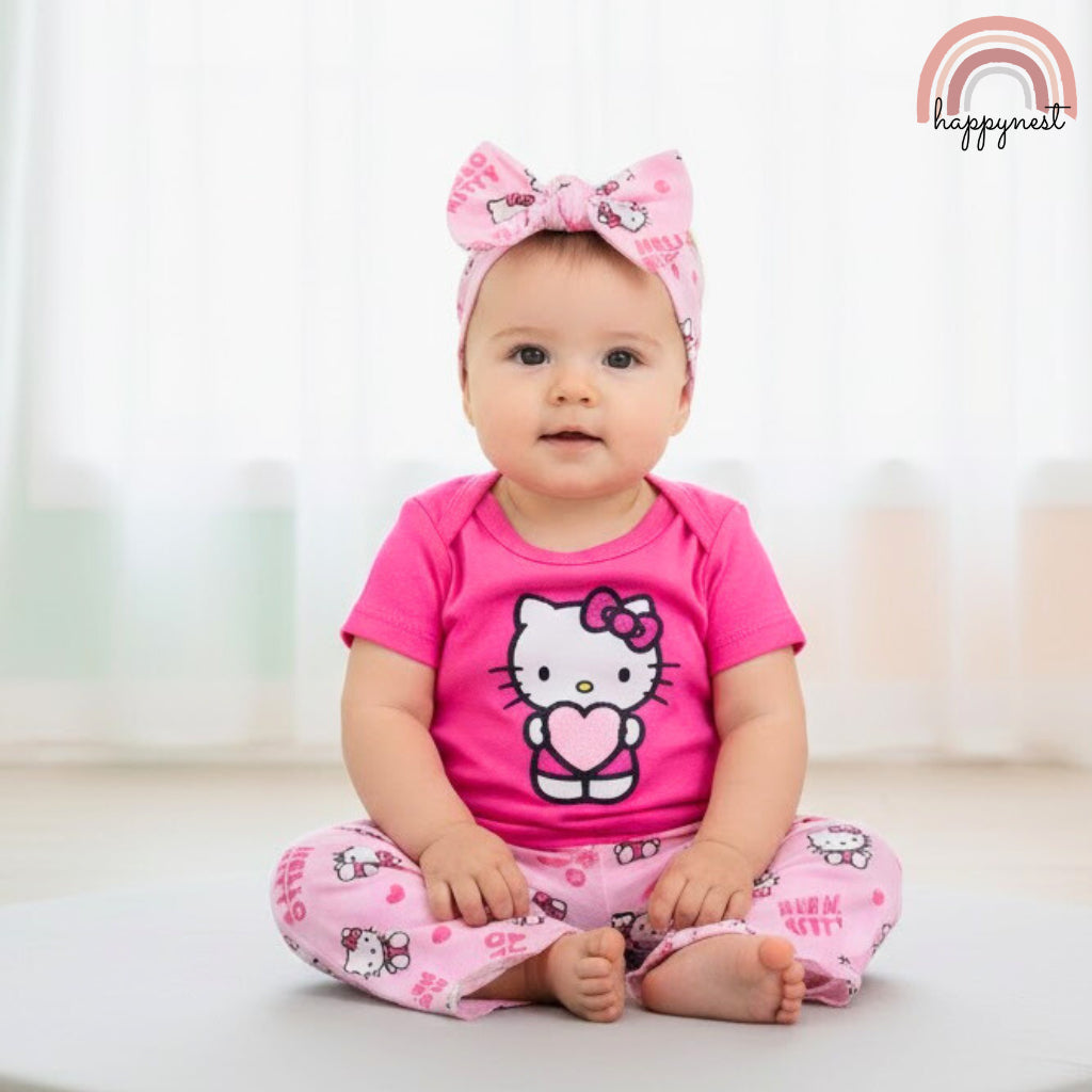 Hello Kitty 3-Pc Pink Heart Set | Comfy Lounge Outfit | 6-9 Months | B69
