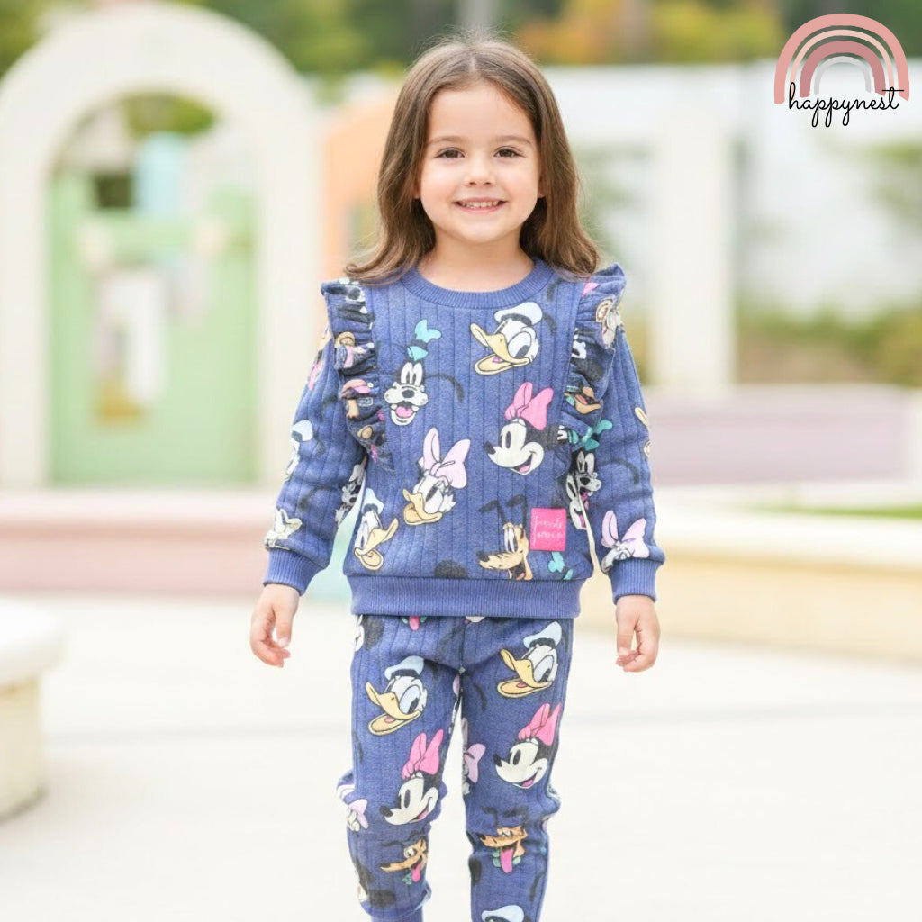 Minnie Girl Tracksuit 2-Pc Ruffle Set | Blue Character Print | 12M - 5 Years | SS704