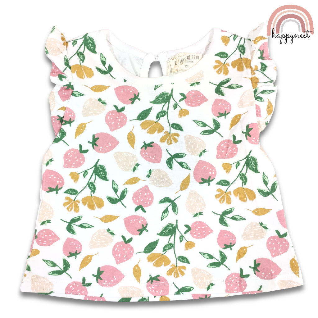 Rabbit Bear Sweet Strawberry 2-PC Ruffle Tee & Pants Set (AA496) | 2-6Y