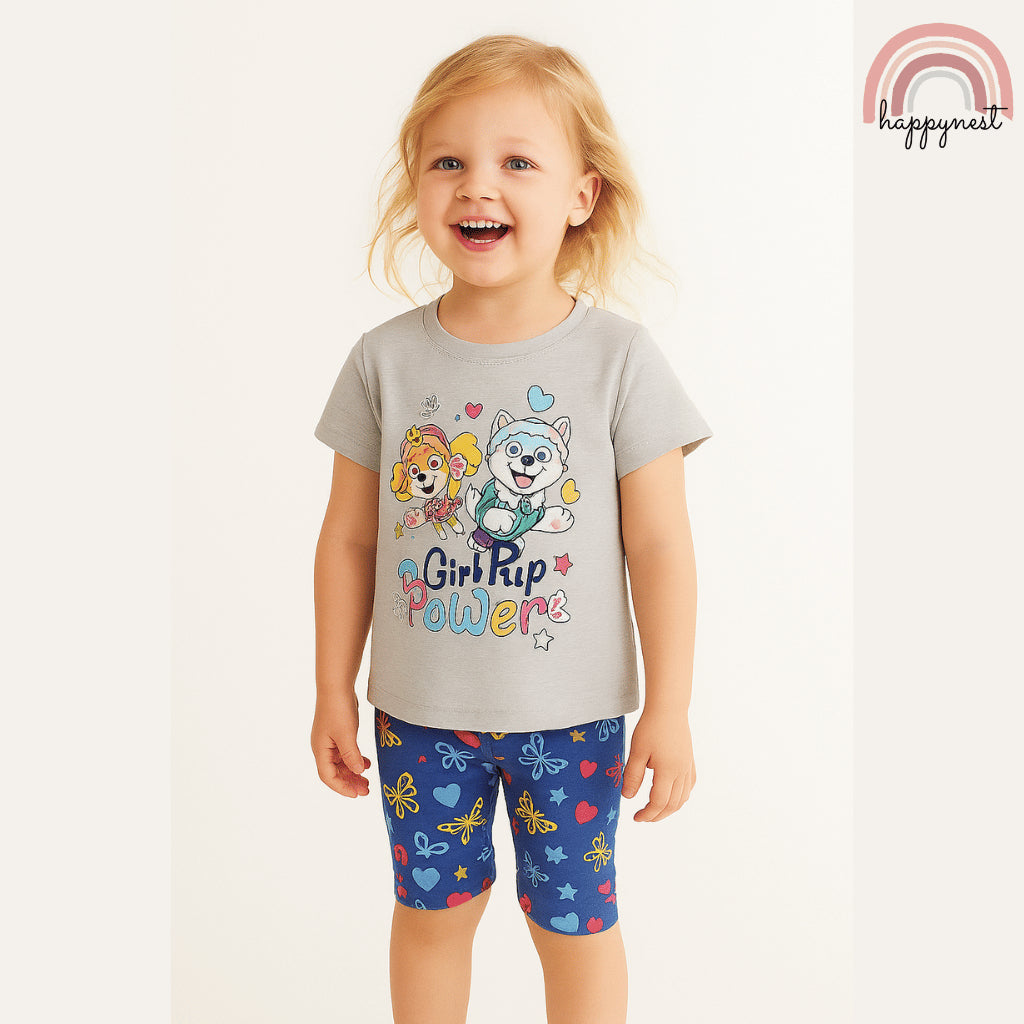 Paw Patrol Shirt and Shorts Set 2pcs Kids Clothes Girl Pup Power 3 Years AA334