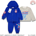 Captain America 3PC Kids Tracksuit – Hoodie, Shirt & Jogger Pants Set | 2–6 Years (SS535)