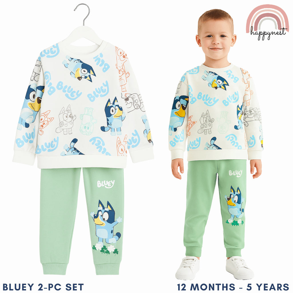 Bluey Mint Green 2-Piece Sweatshirt & Jogger Set for Boys (12M–5Y) | SS563