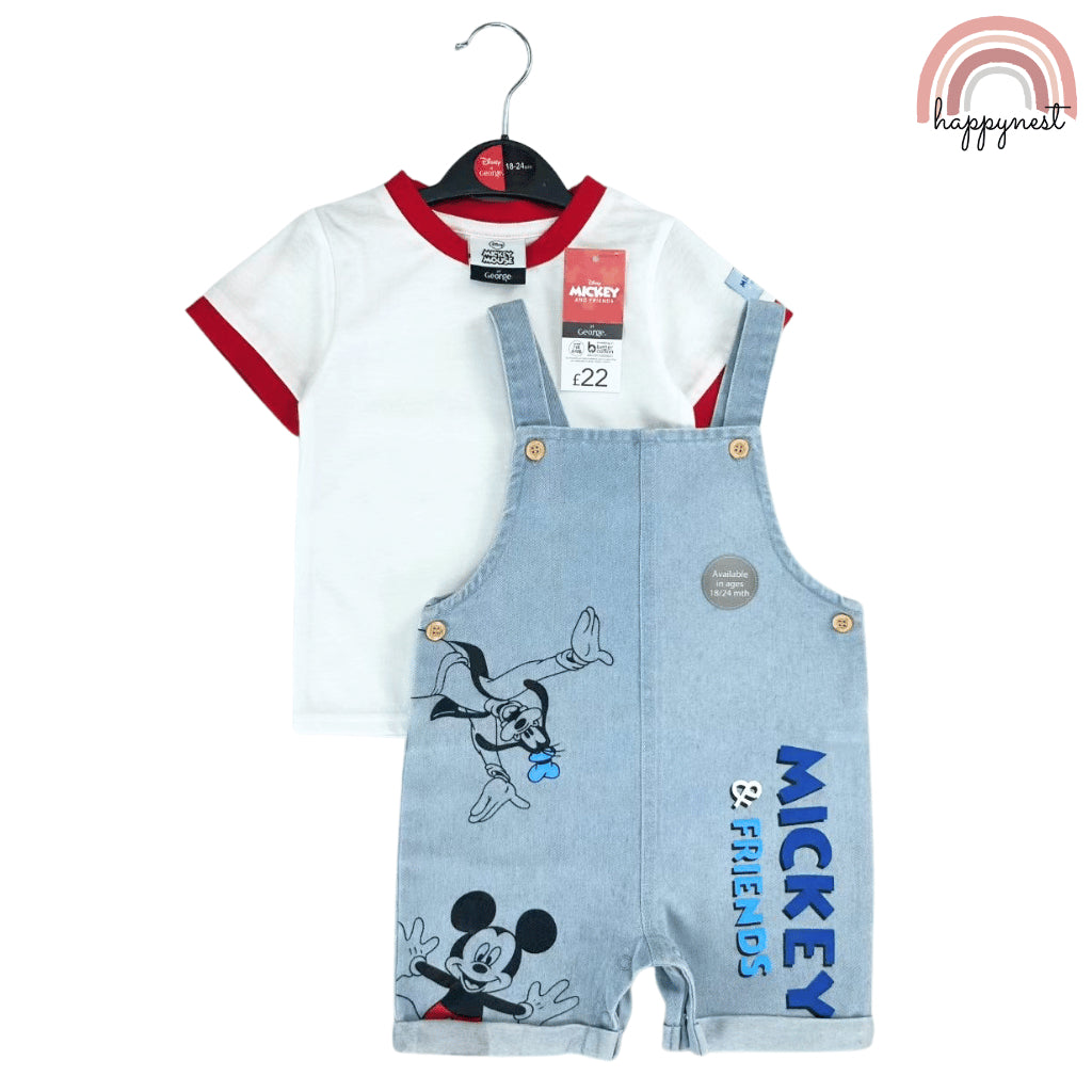 Mickey & Friends 2-Piece Baby Denim Jumper + Shirt Set (3–36 Months) | AA358