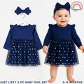 Tutu Dress Set Baby Girls Just Lizzy 2-Piece Blue Gold Dots (0-12 Months) AA15