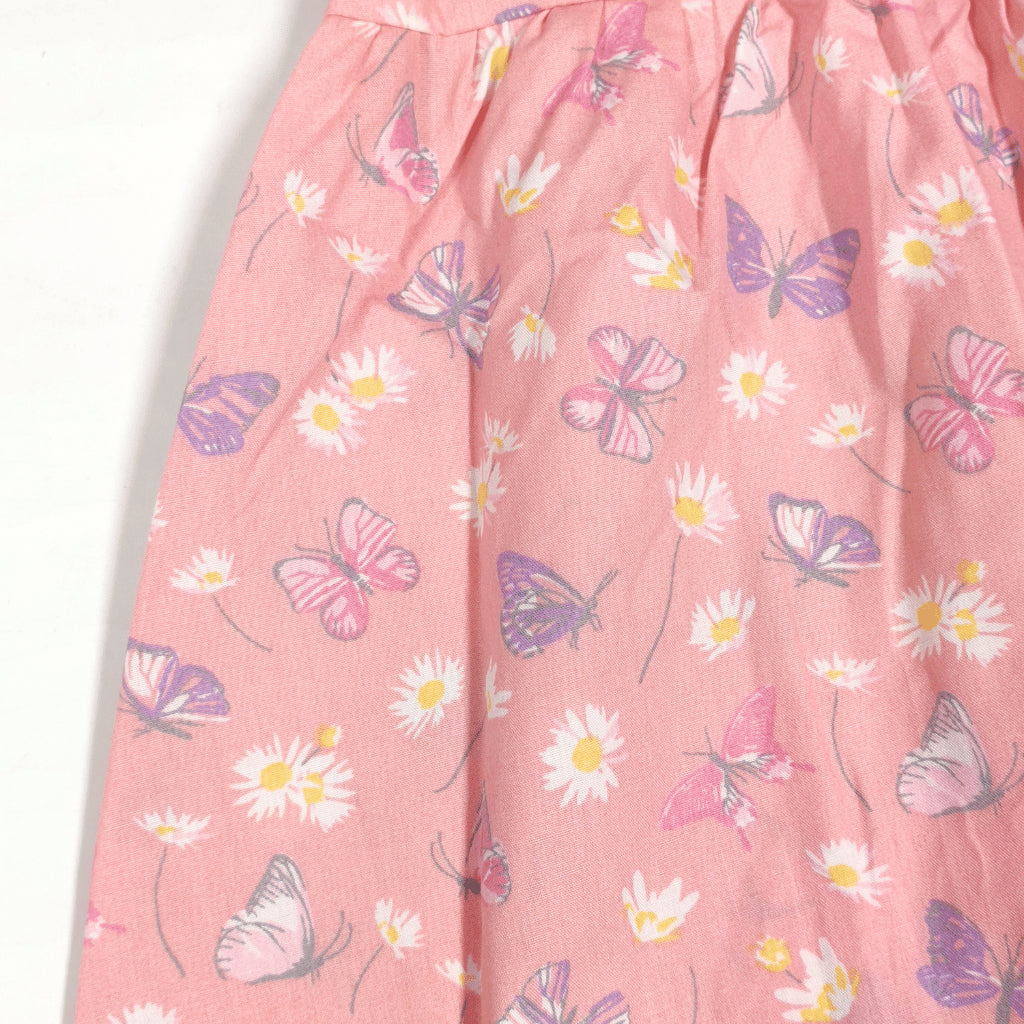 Cute Butterfly Print Dress and Hat Terno for Little Girls 4-7 Years AA376