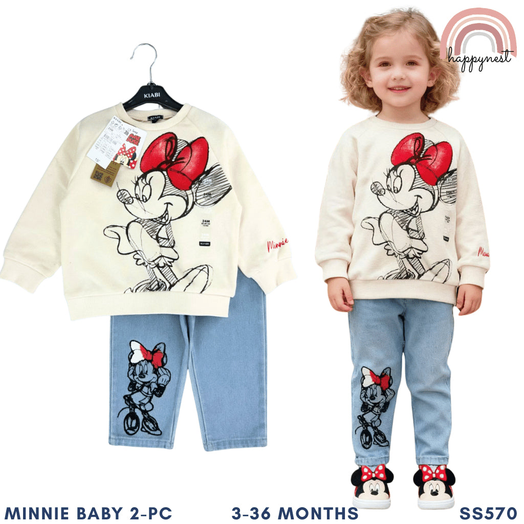 Minnie Mouse Sweater & Jeans Denim Baby Terno (3-36M) | SS570