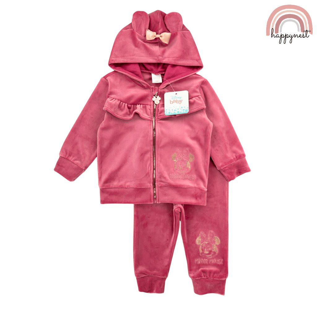 Baby Girl Minnie Dusty Rose Velour Terno (3-36M) | SS589