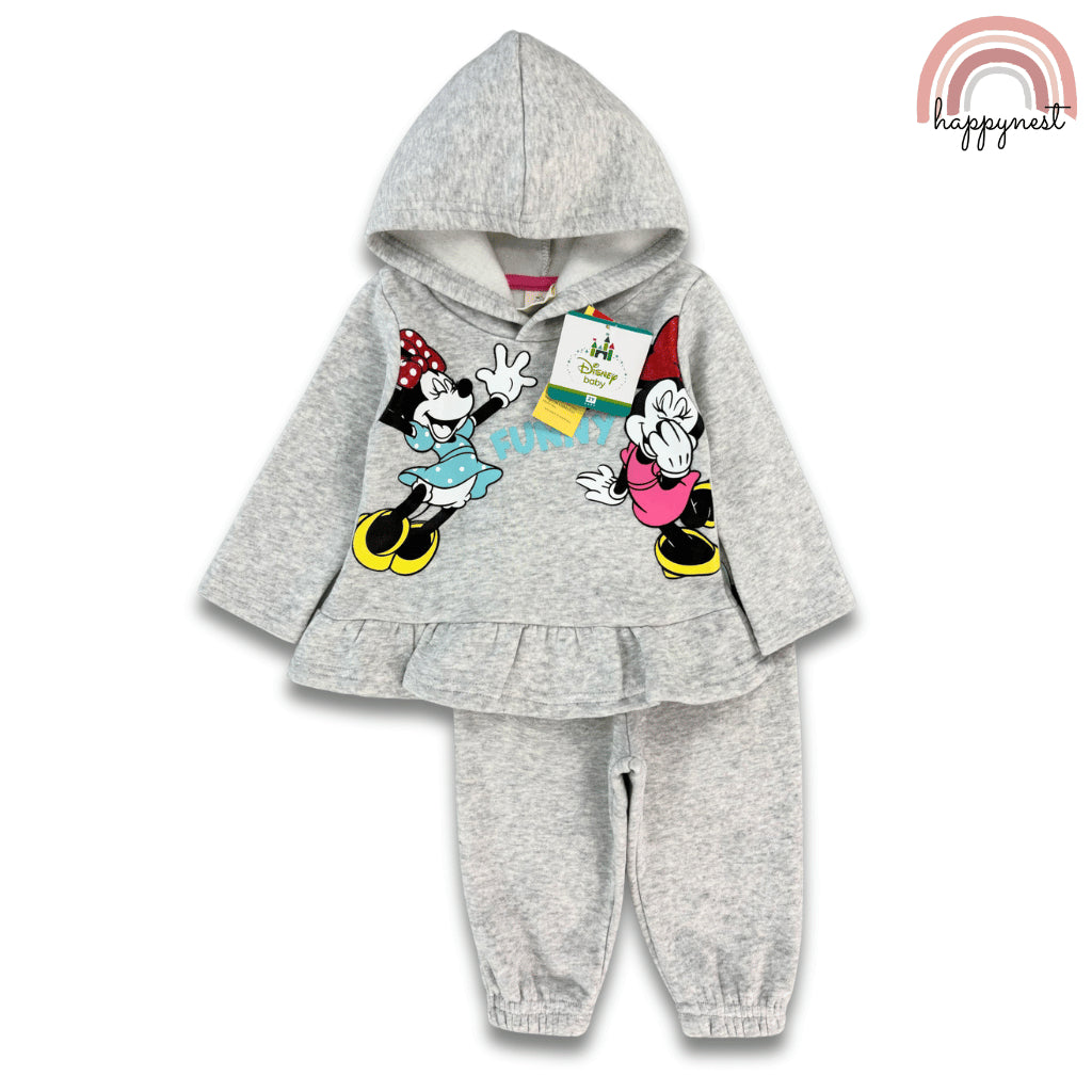 Minnie Baby Girl OOTD Set Gray Ruffle Hoodie Jogger Pants Fashion 6-36 Months SS610
