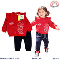 Minnie Baby Girl OOTD 2PC Set Red Ruffle Sweater Dark Blue Pants 6-36 Months SS612