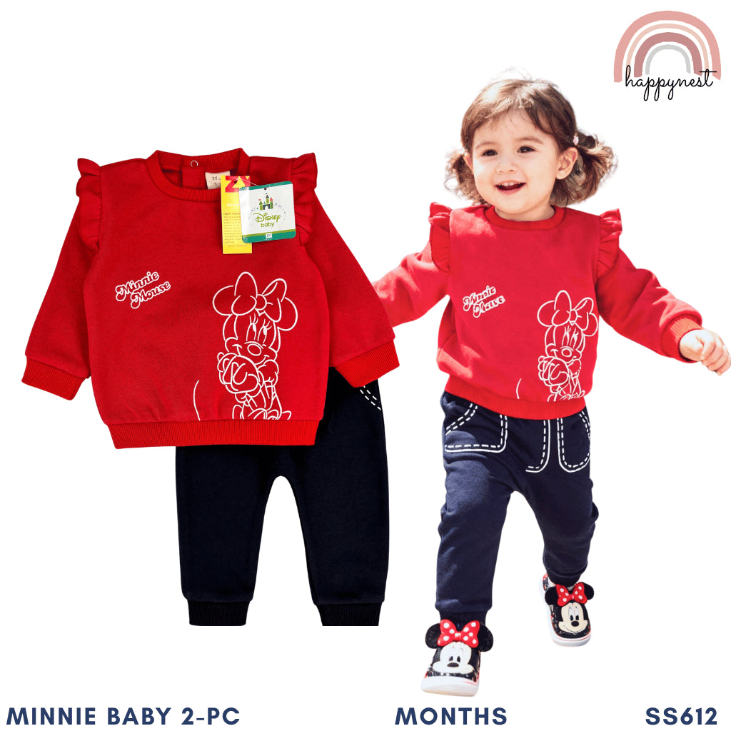 Minnie Baby Girl OOTD 2PC Set Red Ruffle Sweater Dark Blue Pants 6-36 Months SS612