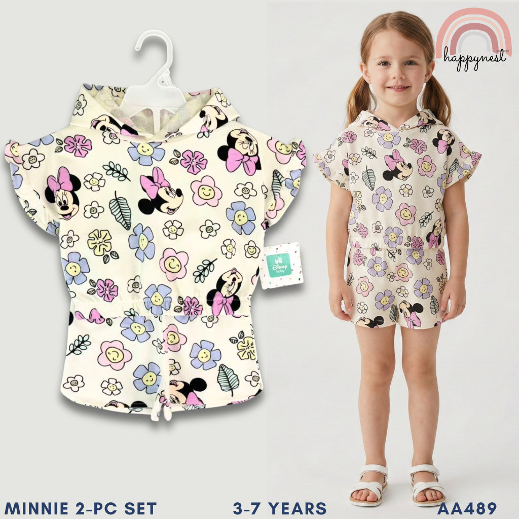 Minnie Mouse 2-Pc Floral Hoodie & Shorts Set | Girls 12-24 Months (AA489)