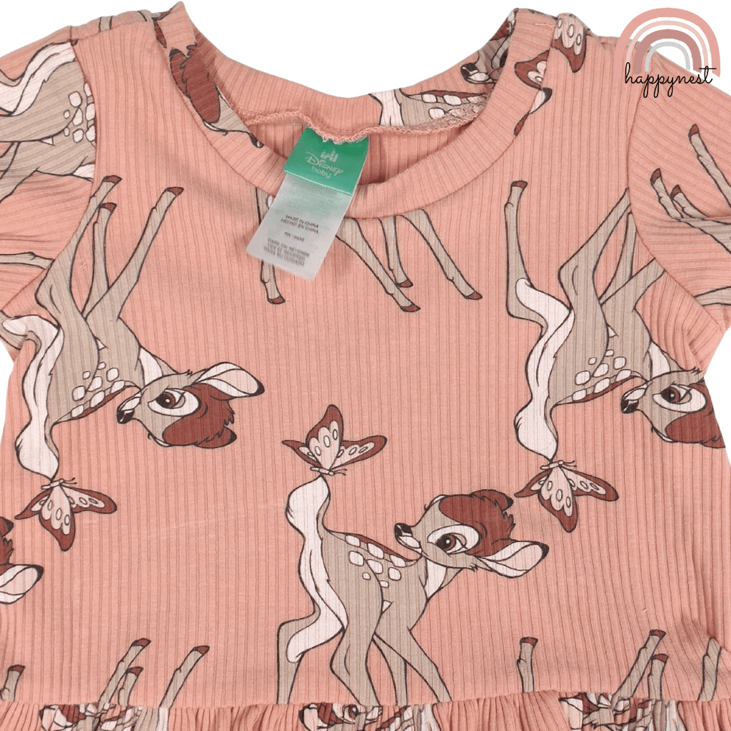Disney Bambi Toddler Girls 2-Pc Ruffle Top & Shorts Set | Ribbed Cotton | 12-24 Months (B5)
