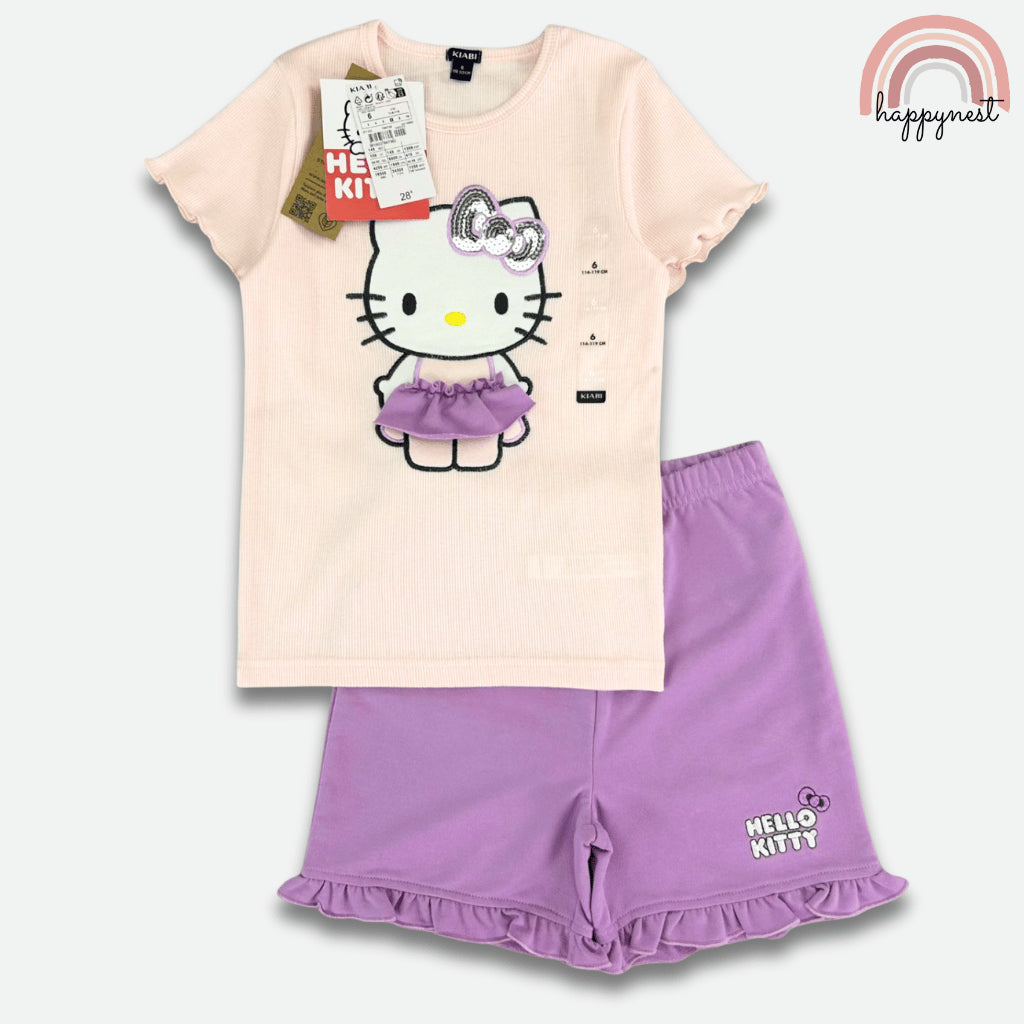 Hello Kitty Girls 2-Pc Ruffle Tee & Shorts Set | 2-10 Years (AA481)