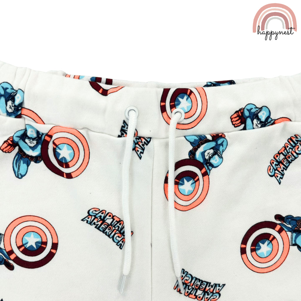 Marvel Captain America Boys 2-Pc T-Shirt & Shorts Set | Heroic All-Over Print | 2-10 Years (AA485)