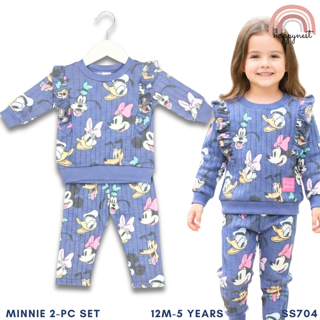 Minnie Girl Tracksuit 2-Pc Ruffle Set | Blue Character Print | 12M - 5 Years | SS704