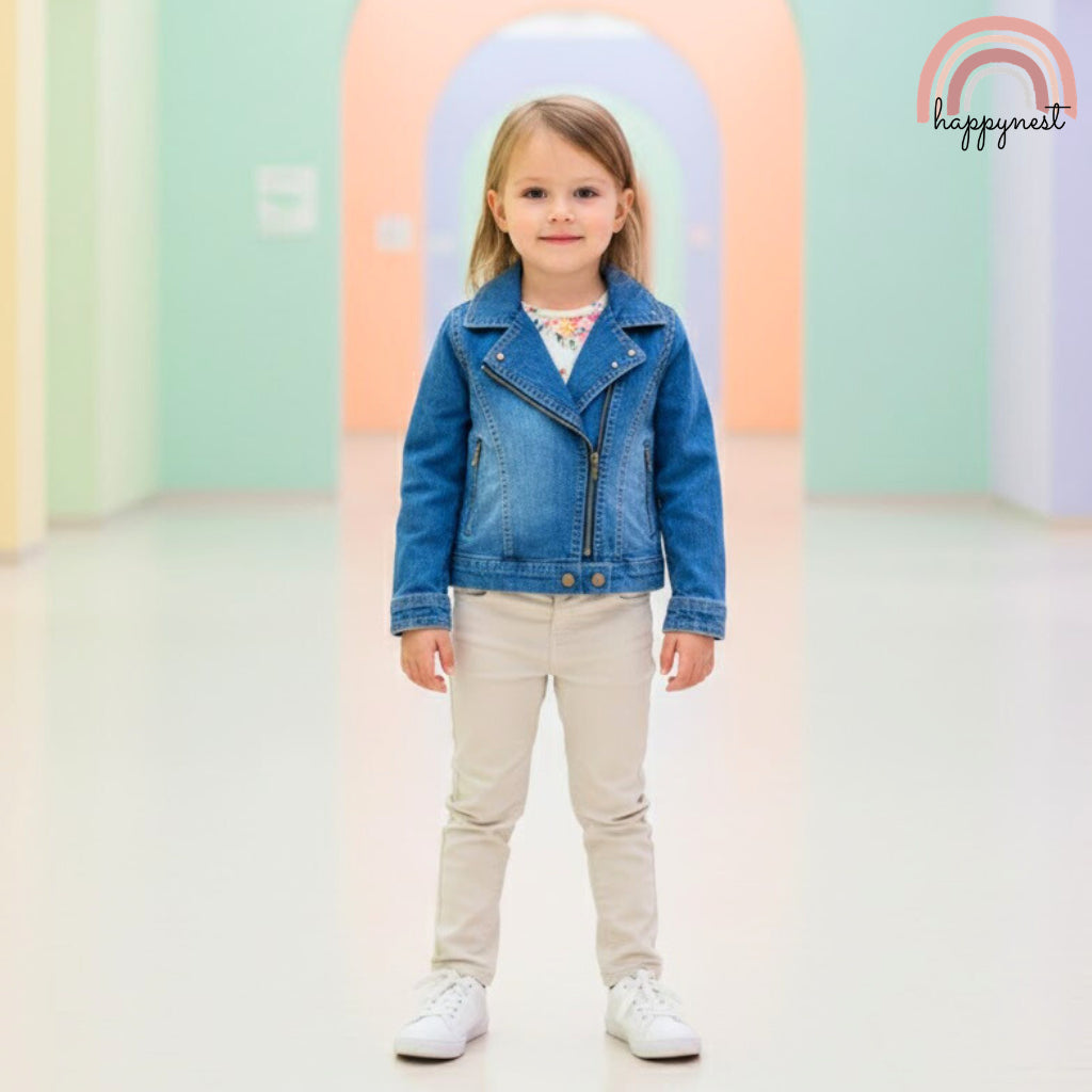 Classic Kids' Denim Biker Jacket for Girls (AA495) | 6-12 Years