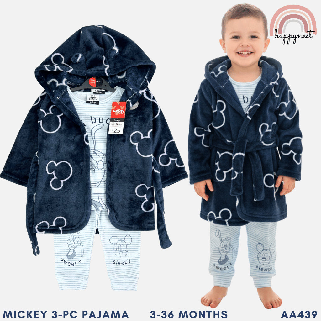 Mickey Fleece Robe Pajama Terno Set (3-36M) | AA439