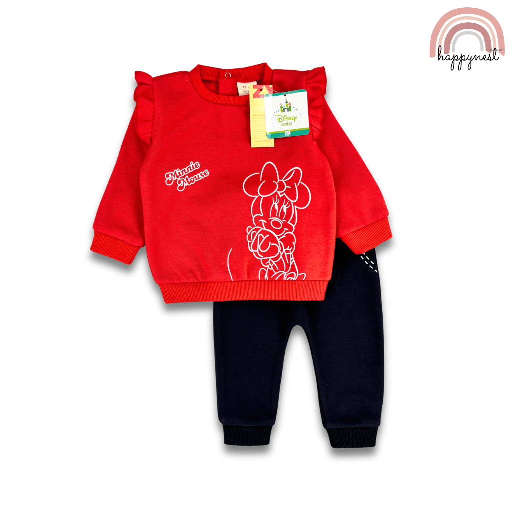 Minnie Baby Girl OOTD 2PC Set Red Ruffle Sweater Dark Blue Pants 6-36 Months SS612