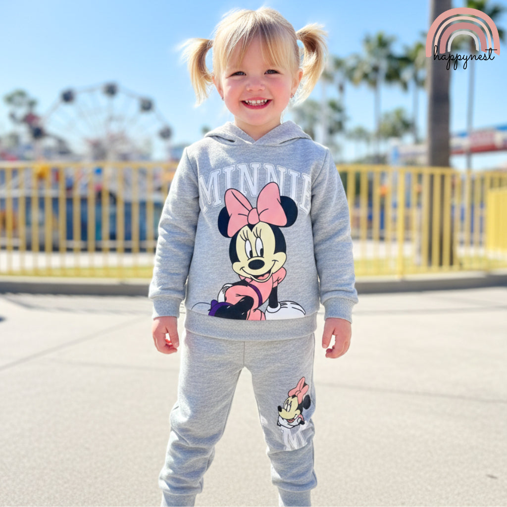 Minnie Mouse Girls 2PC Set Gray Hoodie Jogger Pants Baby Toddler Pambahay 9M-2Y SS603