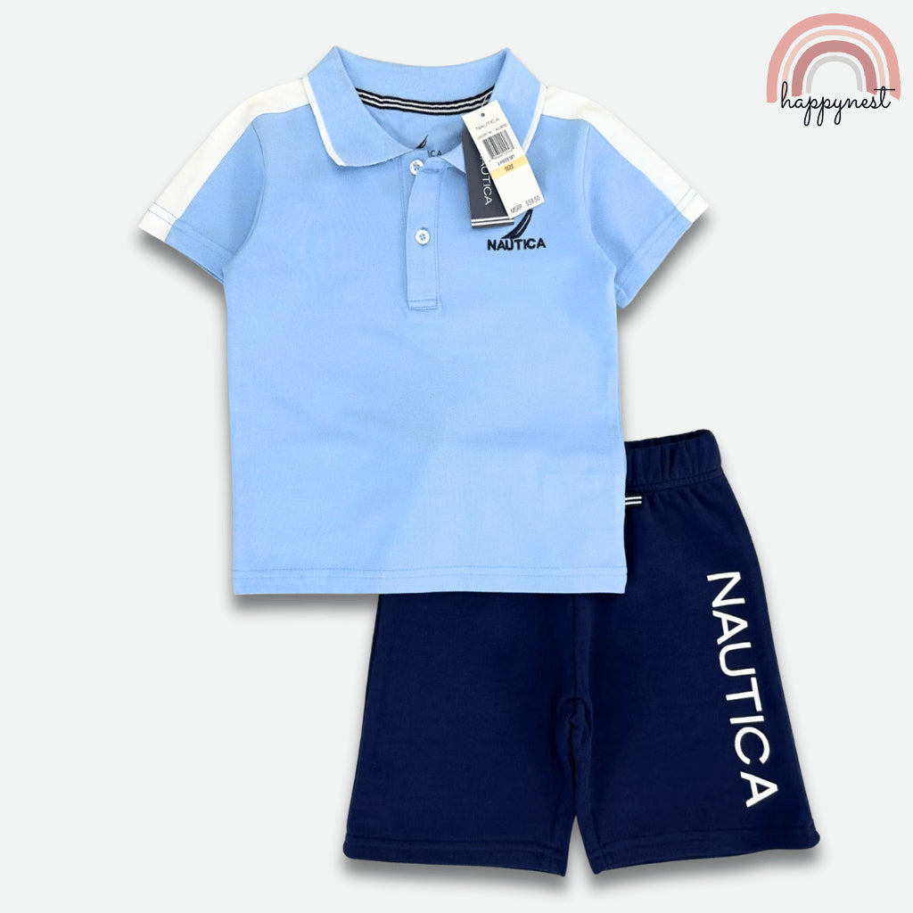 Nautica Kids 2-Pc Polo Set - Light Blue Shirt & Navy Shorts | Boys 2-10Y (AA471)