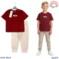 Lily & Jack Boys 2-Pc "Stay Wild" Tee & Cargo Jogger Set | 2-4 Years (AA477)