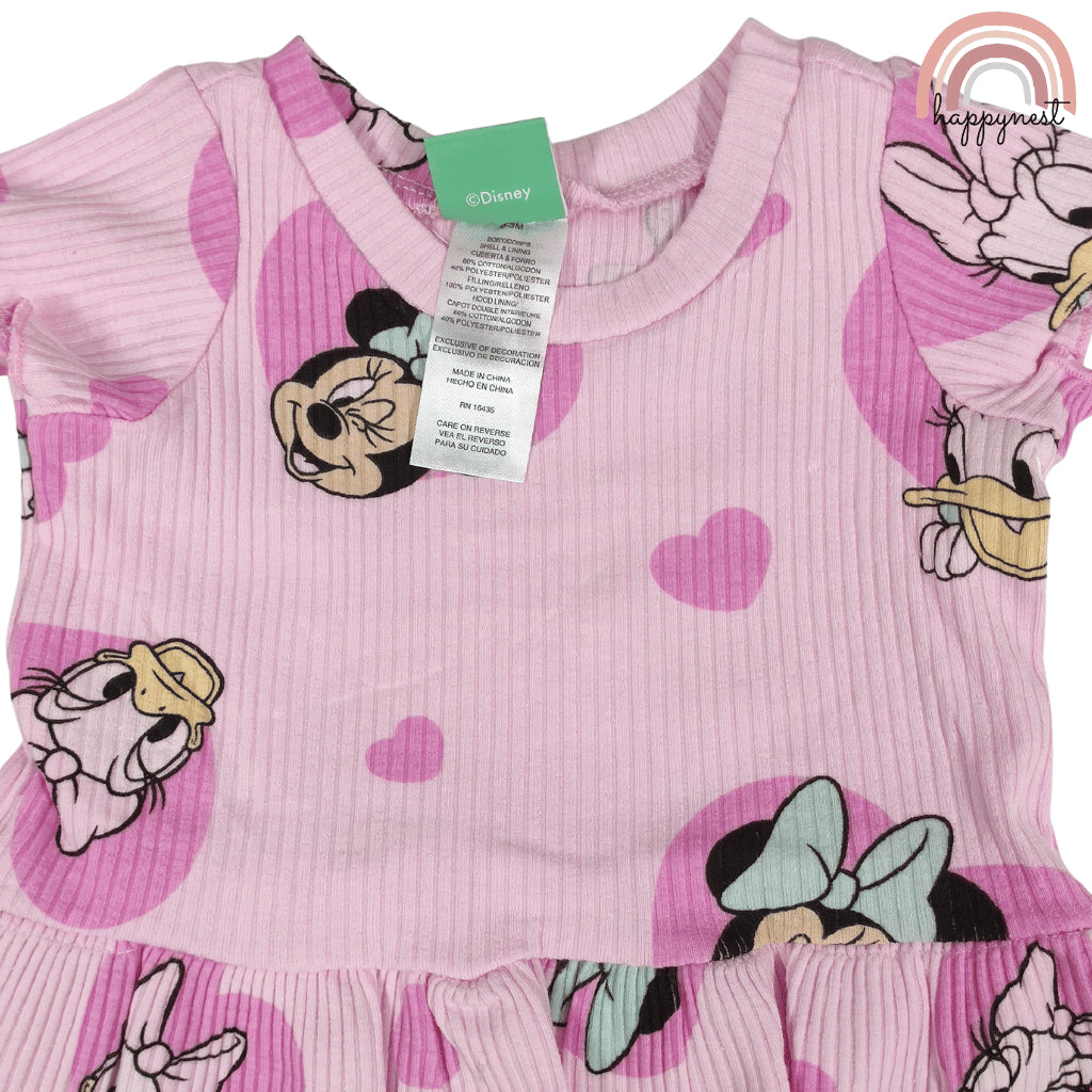 Disney Minnie & Daisy Toddler Girls 2-Pc Ruffle Set | Pink Ribbed Cotton | 3m - 4 Years (B8)