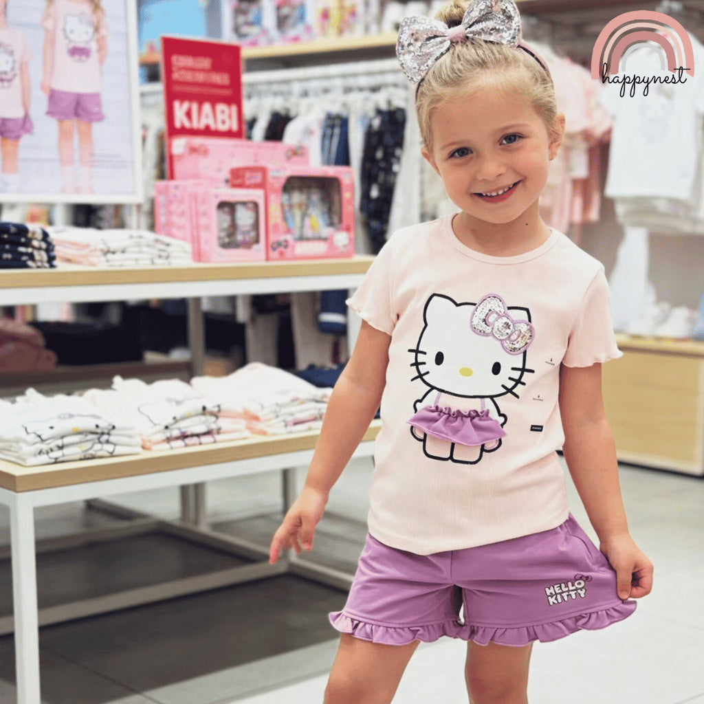 Hello Kitty Girls 2-Pc Ruffle Tee & Shorts Set | 2-10 Years (AA481)