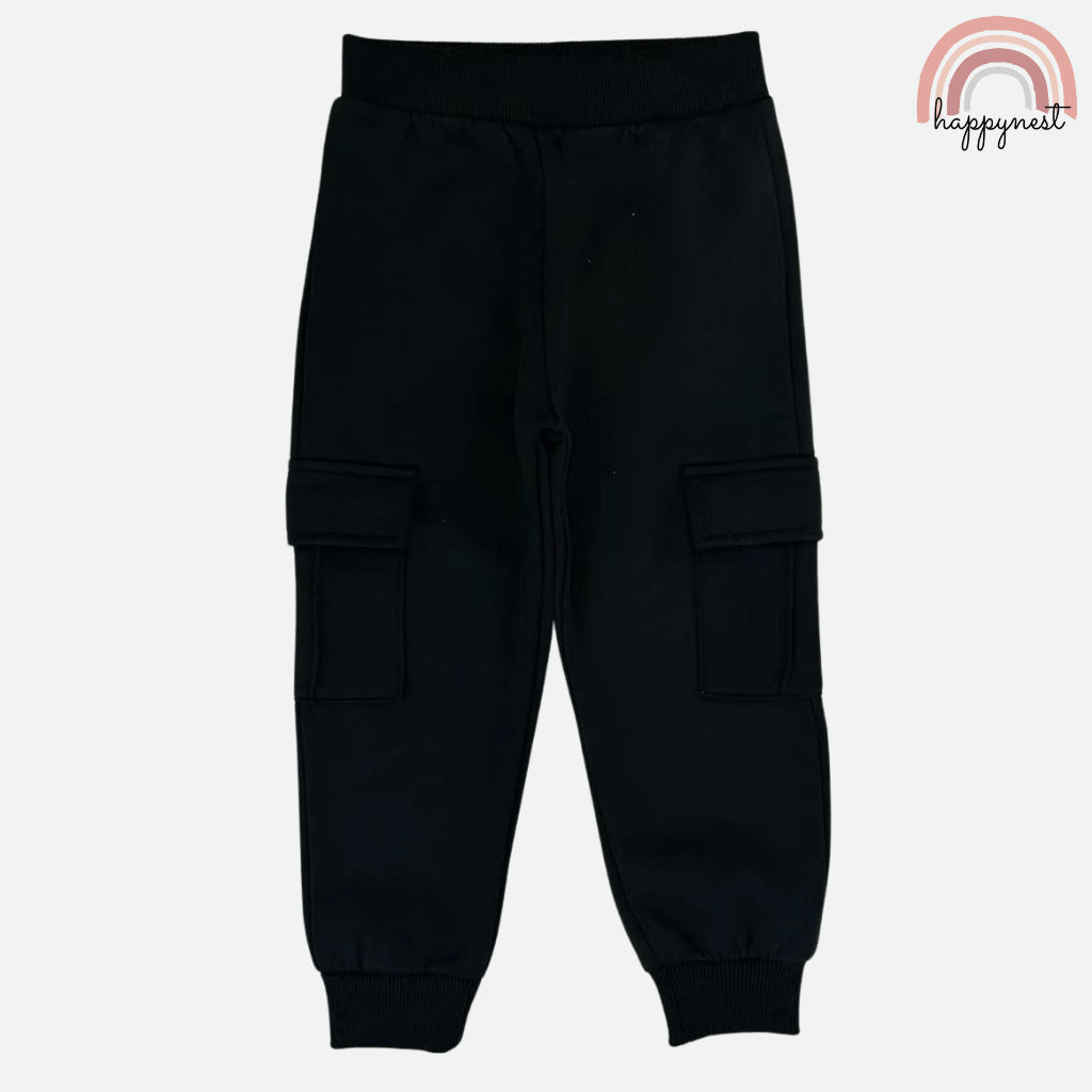 Marvel Spiderman Miles Morales Kids 2-Pc Set | Black Half-Zip Hoodie & Cargo Joggers | 2-8Y (SS681)
