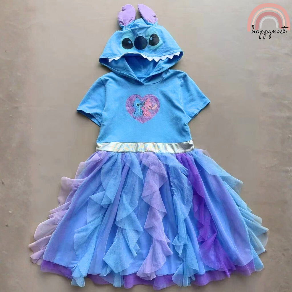 Stitch & Angel Hooded Ruffle Tulle Dress - D3