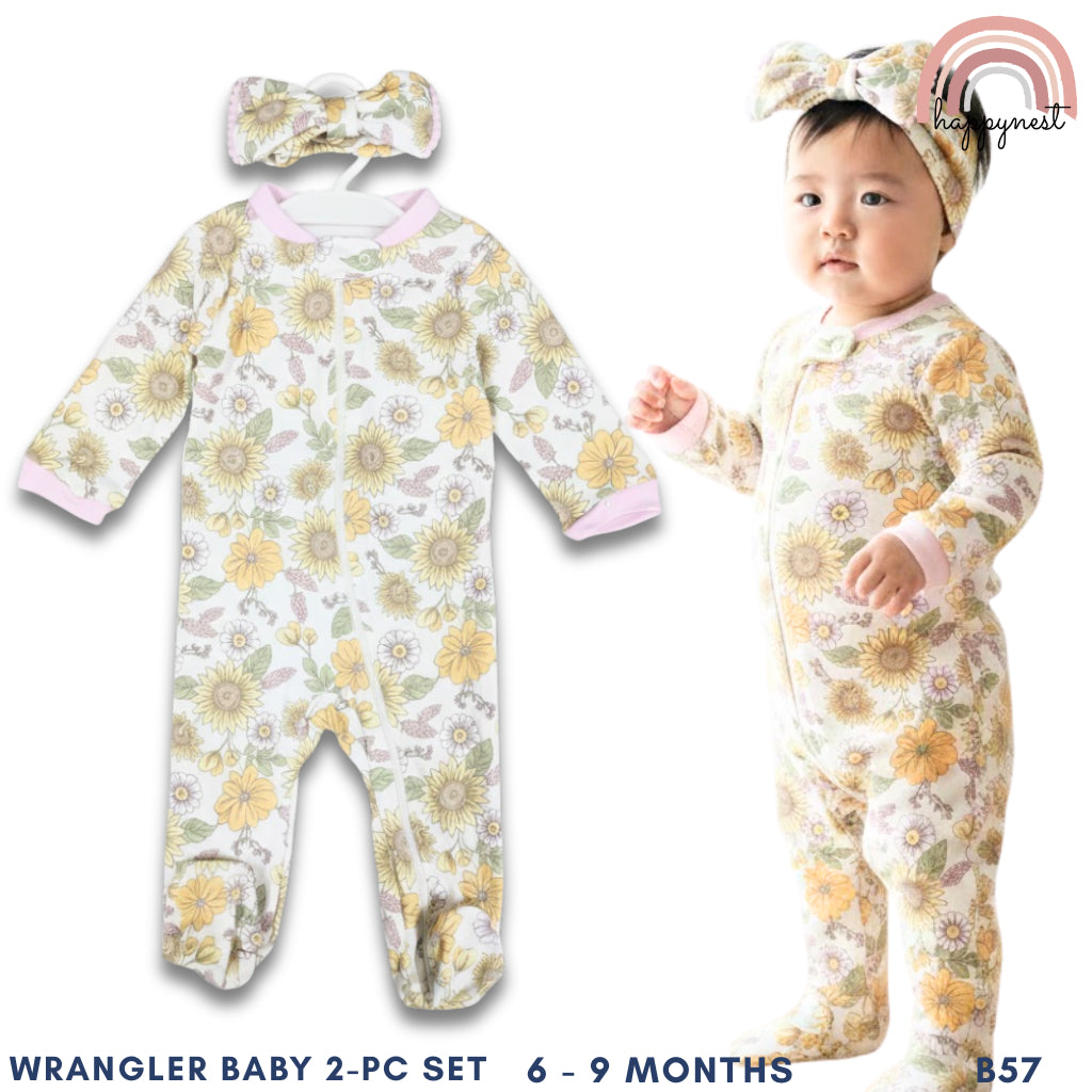 Wrangler Baby 2-Pc Sleepsuit & Headband Set | Sunflower Print (B57) 6-9 Months