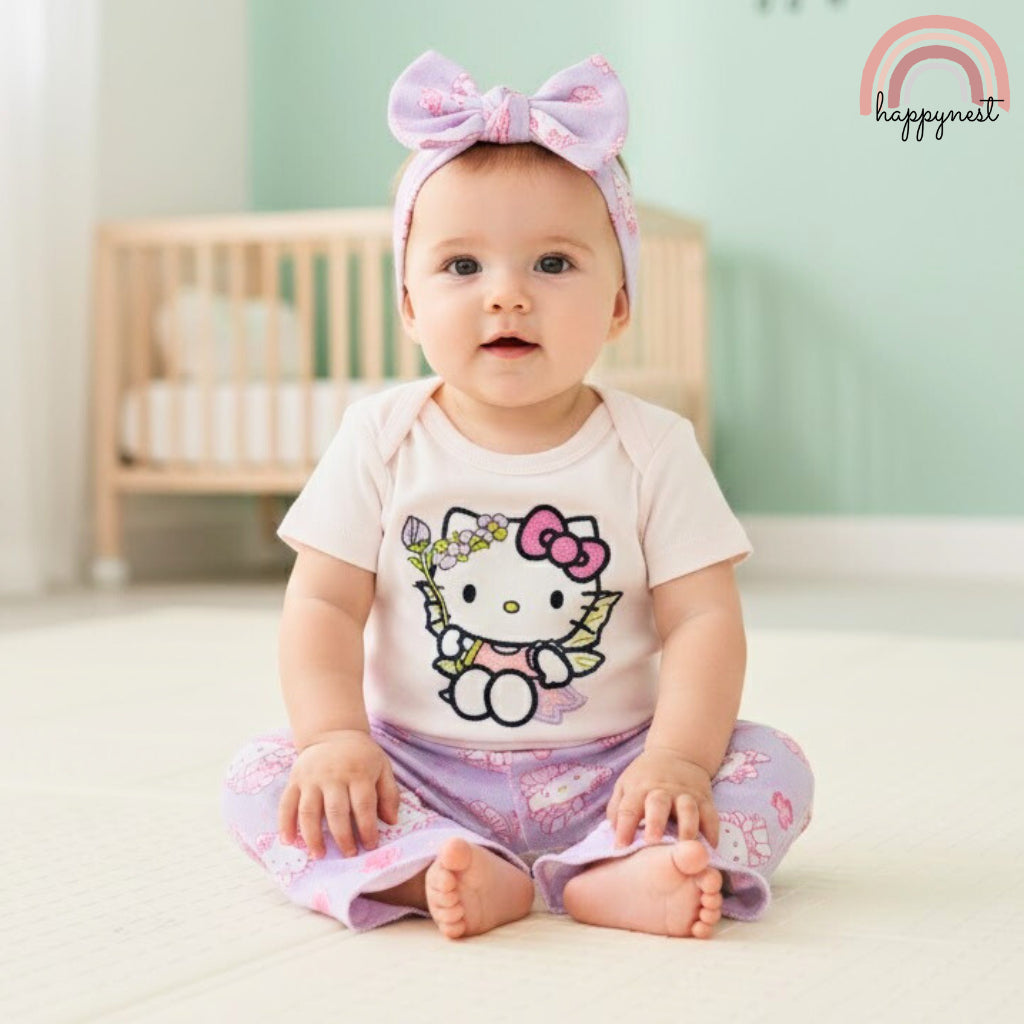 Hello Kitty 3-Pc Fairy Set | Purple Floral Outfit | 3-9 Months | B68
