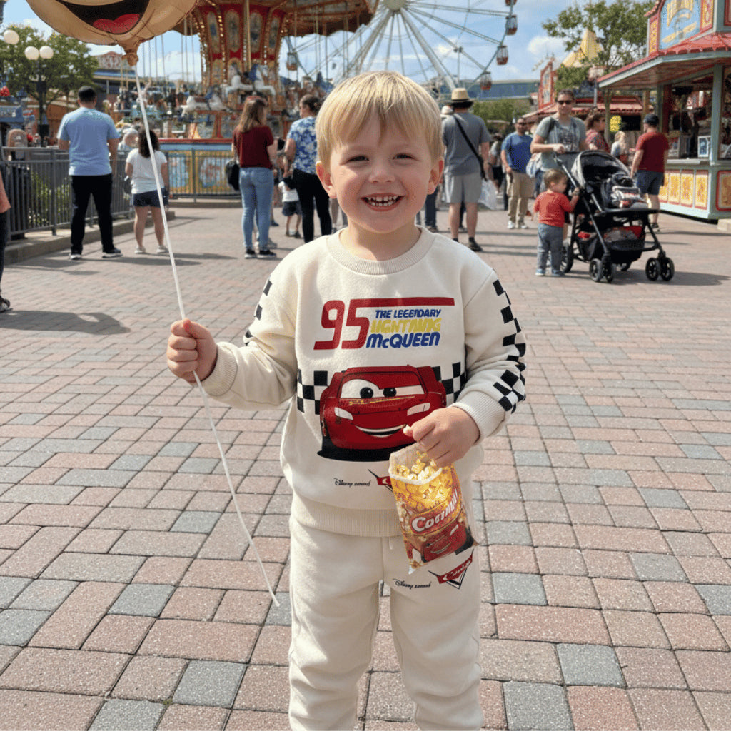 Lightning McQueen Boy OOTD 2-Pc Tracksuit - Cozy Sweatshirt & Joggers (Ages 2-8) SS671