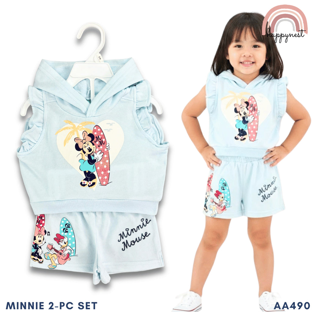 Minnie Mouse Summer Vibes 2-PC Hoodie & Shorts Set (AA490) | 2-6 years
