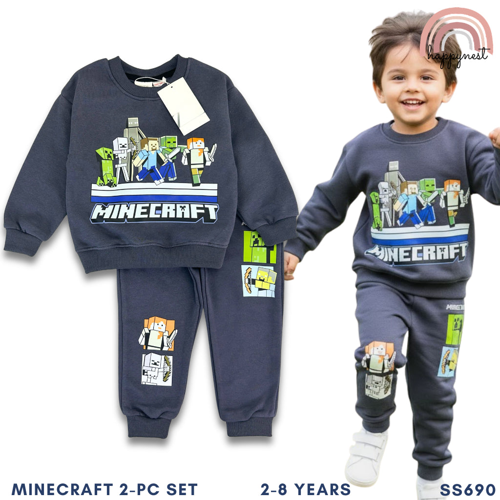 Minecraft Boy Tracksuit 2-PC Sweatshirt & Joggers Set (SS690) | 2-8Y