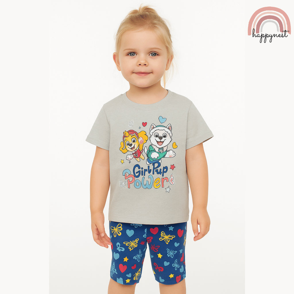 Paw Patrol Shirt and Shorts Set 2pcs Kids Clothes Girl Pup Power 3 Years AA334