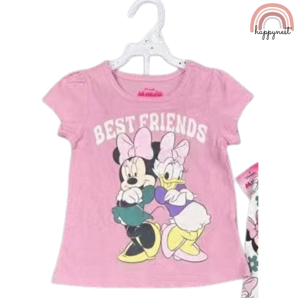 Minnie Girls Pink Tee & Floral Leggings Set 2–7Y  Soft Cotton AA305