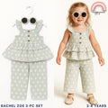 Rachel Zoe 3-Piece Sage Green Daisy Baby Set with Top, Pants & Sunglasses (2–4 Years) | AA368