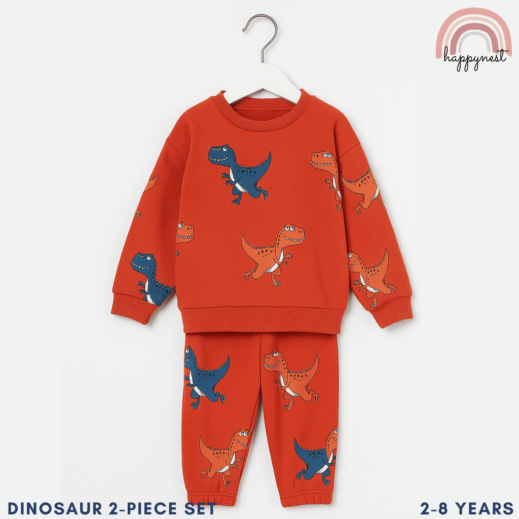 Dinosaur Orange Tracksuit Boys Sweatshirt + Jogger Pants 2-8 Years Old SS502