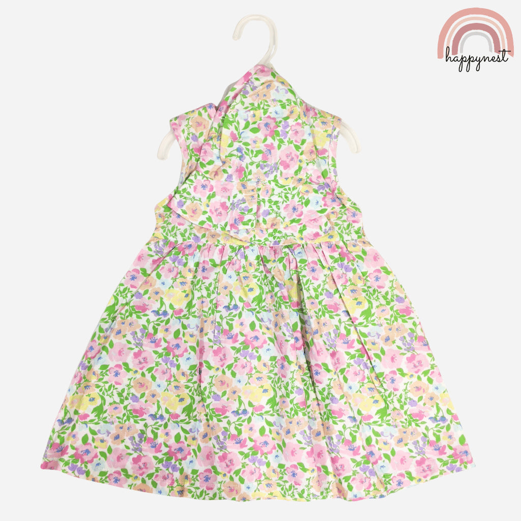 Pastel Floral Sleeveless Dress & Hat Set 2-4Y AA378