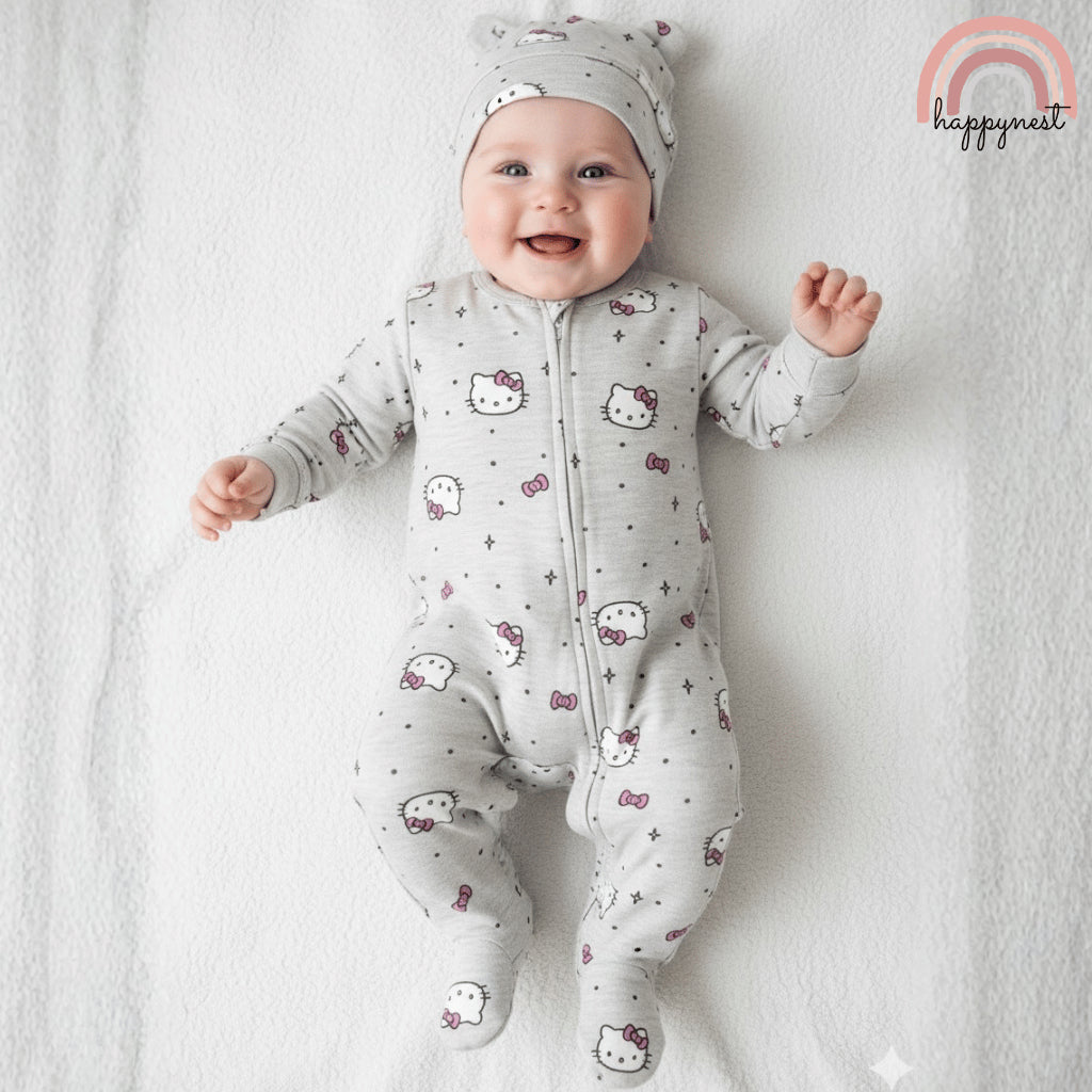 Hello Kitty Baby Footed Romper NB–3–6–9 Months Soft Cotton AA392