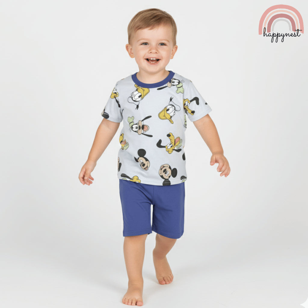 Mickey & Pluto Boys Shirt & Shorts Blue OOTD Set 12 Months to 4 Years AA402