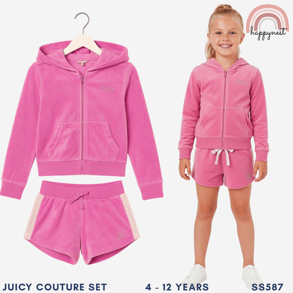 Juicy Couture Velour Hoodie & Shorts Set for Girls 4-12Y SS587